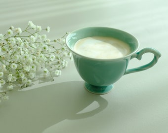 Handmade Celadon Cappuccino Mug: Large Size Mug, Coffee Mug, Tea Mug, Latte Mug, Cappuccino Mug, Handmade Pottery, Housewarming Gift