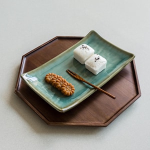 Handmade Korean Celadon Rectangular Plate, Steak and Fish Platter, Long Ceramic Serving Tray