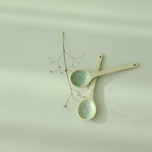 Handmade Ceramic Spoon: Korean Celadon & White Porcelain Spoon, Coffee Spoon, Tea Spoon, Cereal Spoon, Handmade Pottery, Housewarming Gift