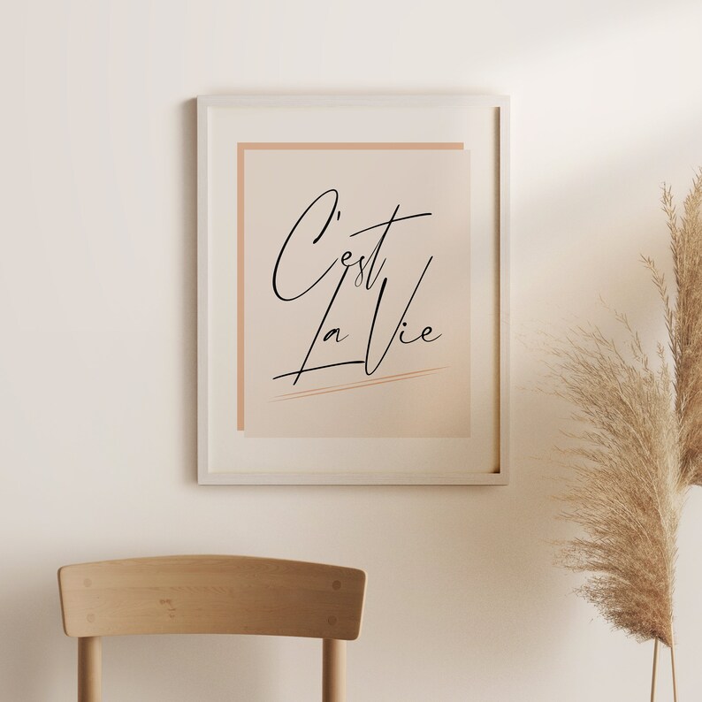 Printable C'est La Vie wall art Pink Typography Poster Etsy