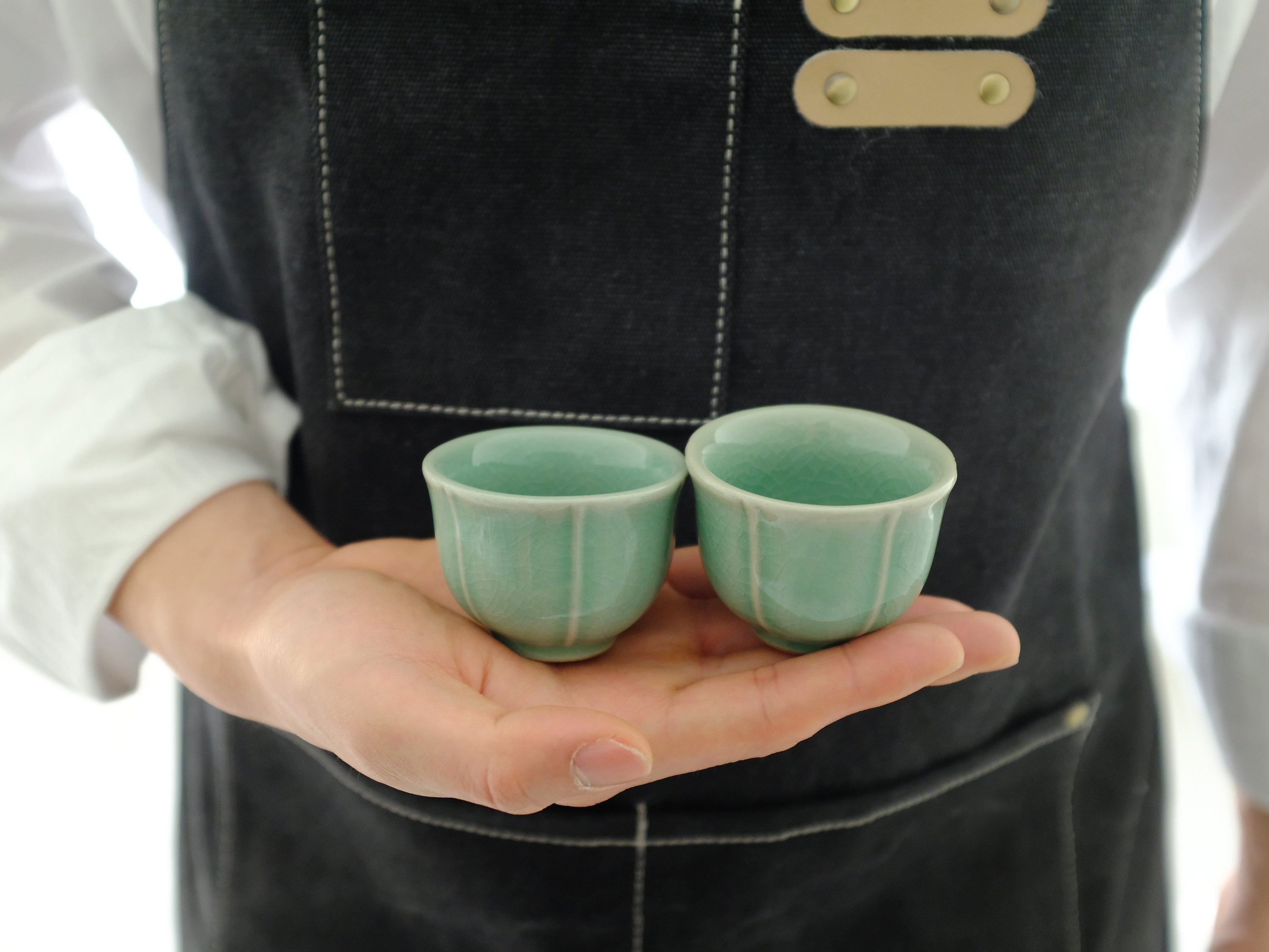 Set of Two Korean Celadon Tea Cups Korean Tea Cup Tea Set Etsy