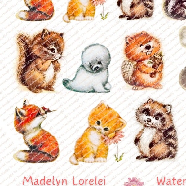 Vintage Critter Sitters Waterslide Nail Decals