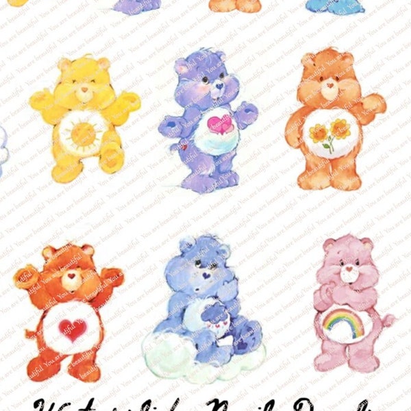 Caring Bears Waterslide Nail Decals