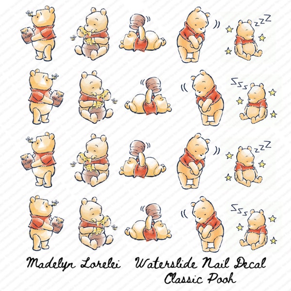 Classic Pooh Waterslide Nail Decals
