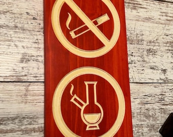 Handmade No Smoking Yes Toking Sign, Rustic Marijuana Decor