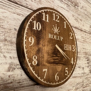 420 Carved Wood Faux Clock, Weed Decor, Man Cave Art