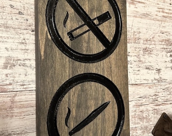 No Smoking Yes Toking Carved Wood Sign, Marijuana Decor