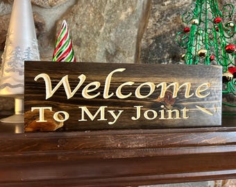 Carved Wood Marijuana Sign, Doobie Den Decor