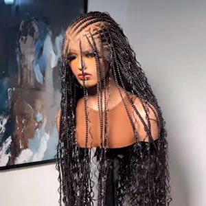Briaded wig,braids wig,Braided braids wig,style braids,curls wig,tangle free,Human hair,Full lace,Ready to ship,for black women,wig on Etsy.