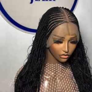 Braids wig,braided wig,style braids,ready to ship,for black women,frontal wig,tangle free,boho braids,wig on Etsy.