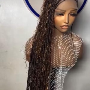 Braided wig,Ghana weaving,braided wig,braids wig,weaving,braids braided wig,frontal lace, tangle free,ready to ship,wig on Etsy.