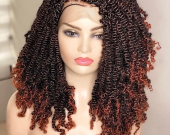 Ready to ship wig medium knotless box braids wig for black women cornrows wig lace frontal, kinky braids, kinky twists, twisted