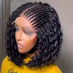 Bob wig,Braided wig,Ghana weaving braids,braids wig,tangle free,Human hair,6*6 closure wig,braided braids wig,ready to ship,wig on Etsy.