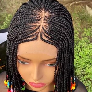 braided wig,braids braided wig, braids wig,ready to ship,beads braids,style braids,closure wig,wig on Etsy.