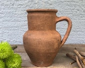 Antique Vessel, Primitive Clay Pot, Wabi-Sabi Décor, Rustic Mediterranean Amphora, Vintage Earthenware Vase, Old Pottery