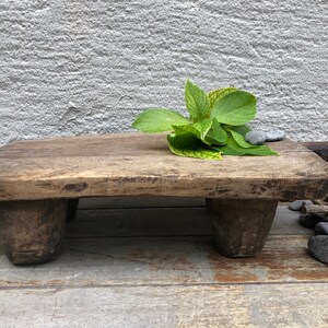 Antique Primitive Handmade Wooden Side Table, Wabi-Sabi Décor, Rustic Stool, Vintage Mediterranean Cutting Board, Wooden Riser