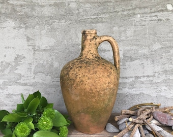 Antique Vessel, Primitive Clay Pot, Wabi-Sabi Décor, Rustic Mediterranean Olive Oil Amphora, Vintage Earthenware, Old Vase
