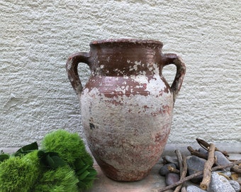 Antique Vessel, Primitive Clay Pot, Wabi-Sabi Décor, Rustic Mediterranean Olive Oil Amphora, Vintage Earthenware, Old Vase