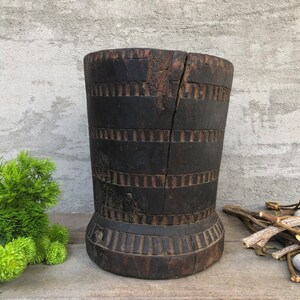 アンティーク プリミティブ ハンドメイド 木製モルタル、素朴なキッチン装飾、ヴィンテージ 地中海調理器具