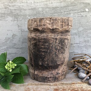 アンティーク プリミティブ ハンドメイド 木製モルタル、素朴なキッチン装飾、ヴィンテージ 地中海調理器具