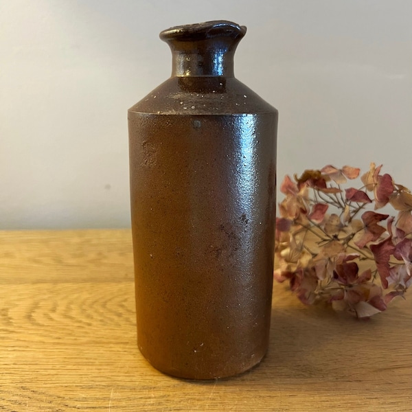 Vintage Stoneware Spouted Ink Bottle, Salt Glaze, Vintage Decor
