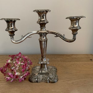 SILVER PLATED 3 ARM CANDLEABRA 10" High Quality Candle Holder Decoration RP£39 
