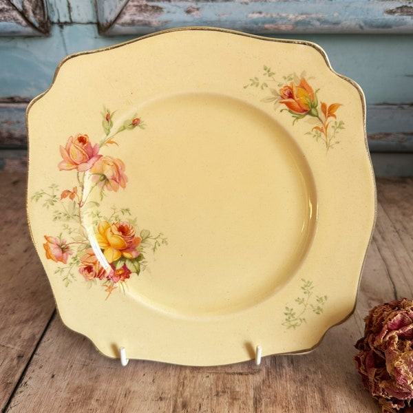 Vintage Royal Staffordshire Pottery Honeyglaze Floral Ceramic Plate, English China, Vintage Dining