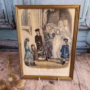 Antique French Framed Magazine Page, Antique Media, Antique Magazine Plate