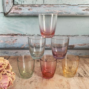 Lot de 6 verres à liqueur vintage multicolores, verres à boire