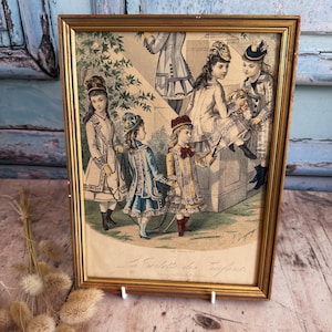 Antique French Framed Magazine Page, Antique Media, Antique Magazine Plate
