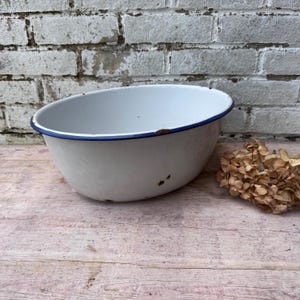 Vintage Large Enamel Bowl, Vintage Home, Kitchenalia