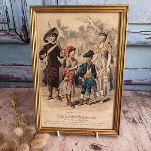 Antique French Framed Magazine Page, Antique Media, Antique Magazine Plate