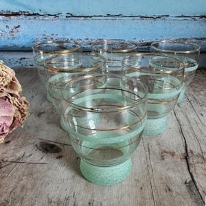 Set of 6 Vintage Frosted Glasses, Drinking Glasses, Vintage Dining