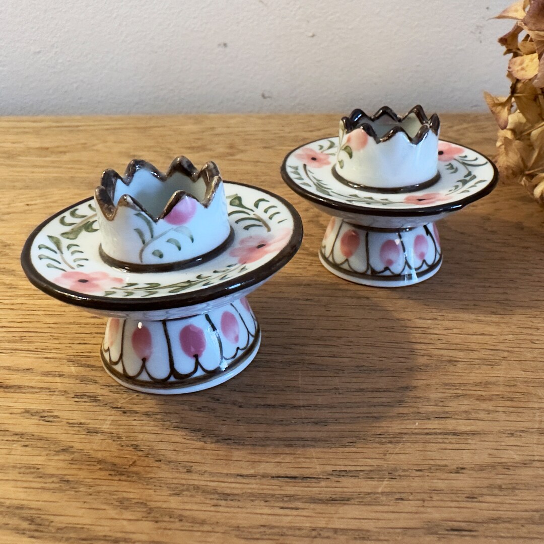 Pair of Vintage Ceramic Candle Holders Home Decor Etsy
