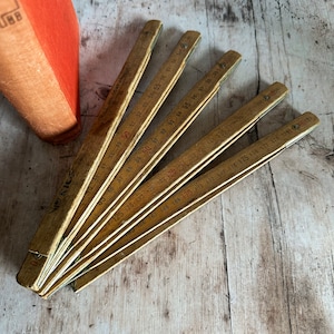 Righello pieghevole in legno italiano vintage, strumenti vintage, casa vintage