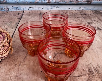 ヴィンテージ アンバー ステムグラス、ミッドセンチュリー グラス ペア