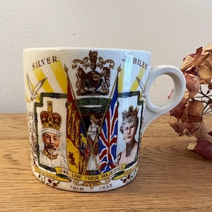 Vintage George V Silver Jubilee Mug, Collectible Memorabilia, Royal China