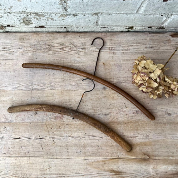 Pair of Antique Wooden Coat Hangers Vintage Home Props Etsy