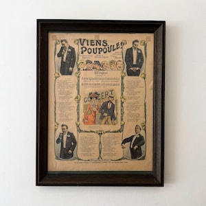 Antique French Framed Magazine Page, Antique Media, Antique Magazine Plates