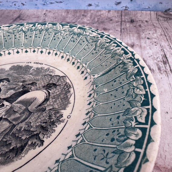 French Antique Sarreguemines Plate, French Vintage, Vintage Dining