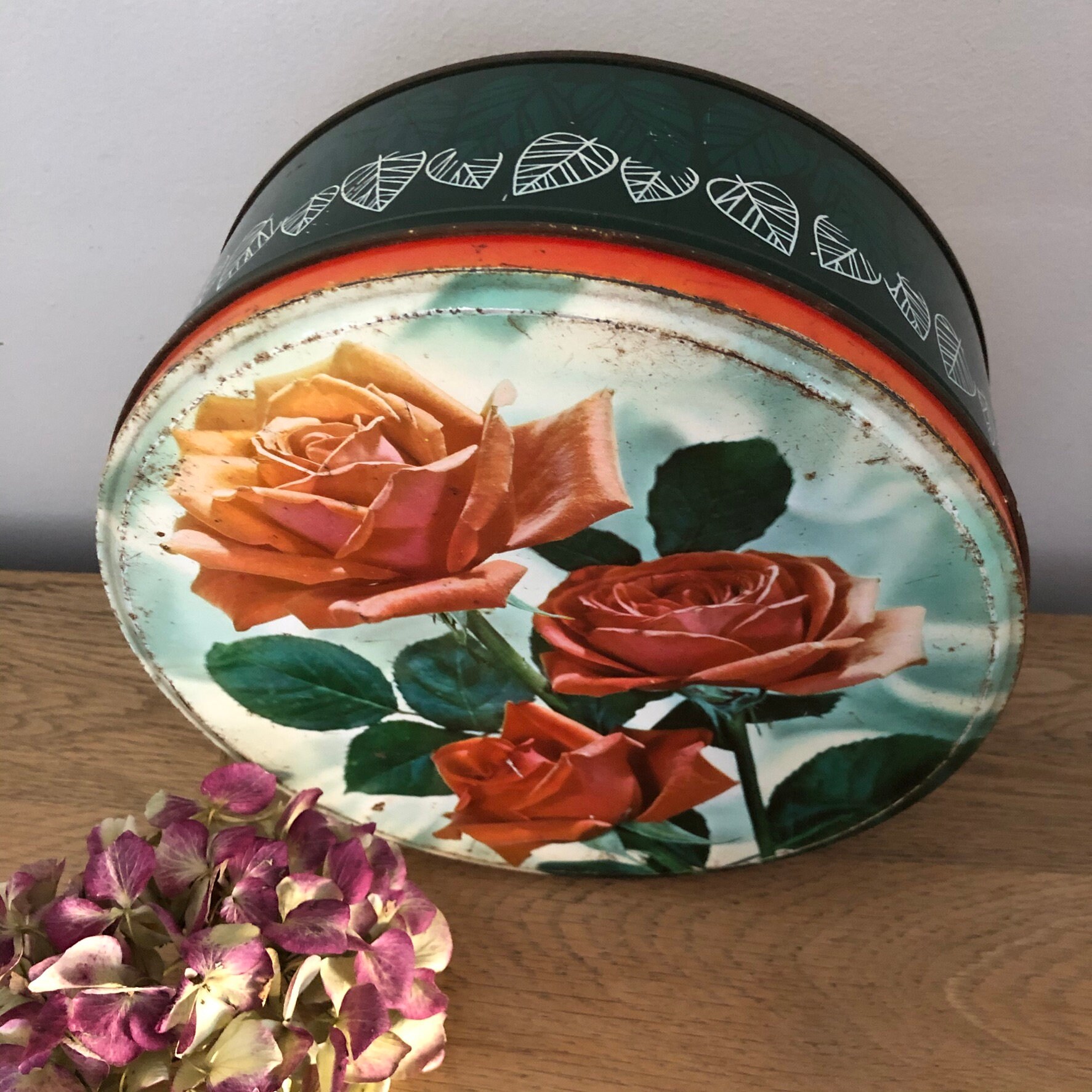 Floral tin Collectible tin box Roses Etsy