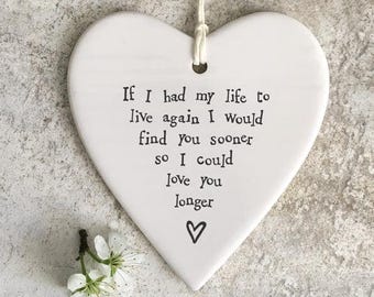 Love You Longer Porcelain Heart Keepsake Special Wife Girlfriend Gift For A Loved One Stocking Filler Sentimental Present Anniversary