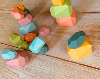 Nordic Style Colourful Wooden Block Set - Montessori Toy