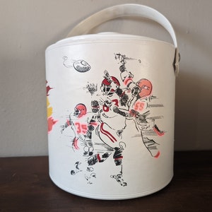 Vintage Sports Insulated Ice Bucket Football Baseball Illustrations