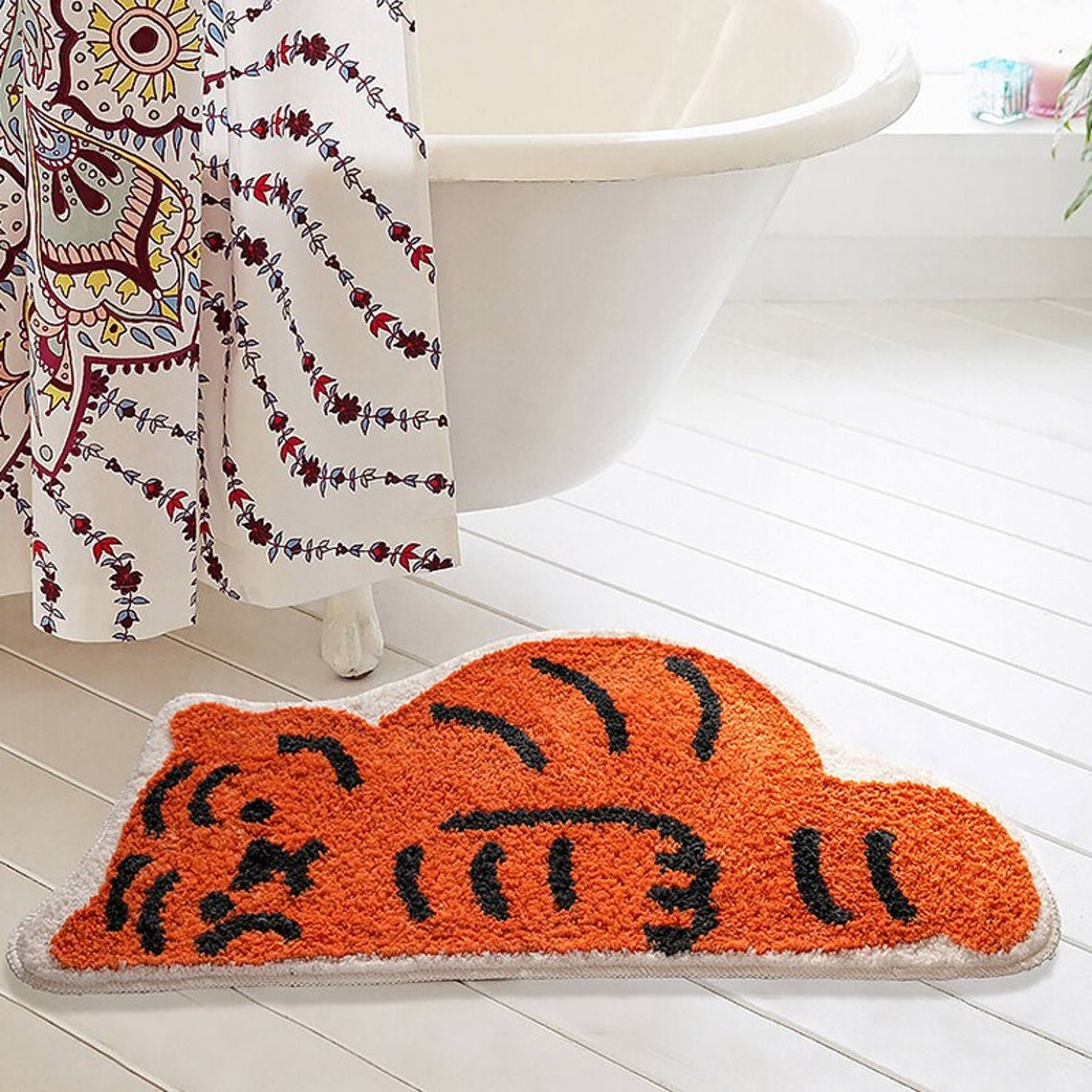 Tiger Bathroom Rug Animal Tiger Printed Rug NonSlip Soft Etsy
