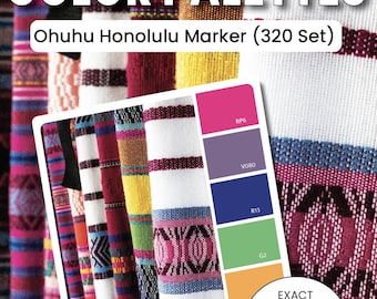 24 Ohuhu-markeringskleurenpaletten – komt exact overeen met Honolulu 320-set | Op stoffen en textiel geïnspireerde kleuren | Pdf-gids voor artiesten