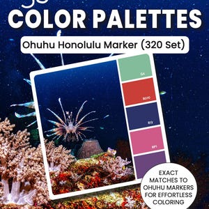 30 palet kolorów Ohuhu | Dopasowane do zestawu 320 Honolulu | Natychmiastowe pobieranie plików PDF dla artystów - Ocean Inspired - Poznaj dokładny marker, który należy wybrać