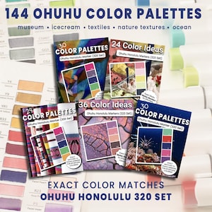 144 Ohuhu Color Palettes for Honolulu 320 Set | Exact Marker Matches | Printable PDF with Ocean, Icecream, Nature, Museum & Textile Themes