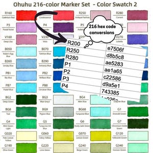 Ohuhu Marker Hex Code Dataset | Digital Download Excel File (Ohuhu 216 Marker Set) Perfect for Digitization & Creative Tasks