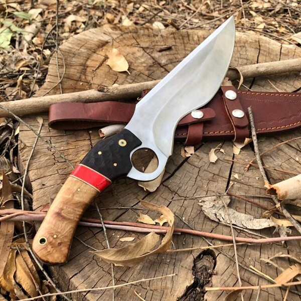 Couteau bowie de chasse en acier D2 fait main personnalisé / couteau de chasse / cadeau d'anniversaire pour homme, couteau de garçon d'honneur, couteaux pièce incroyable unique